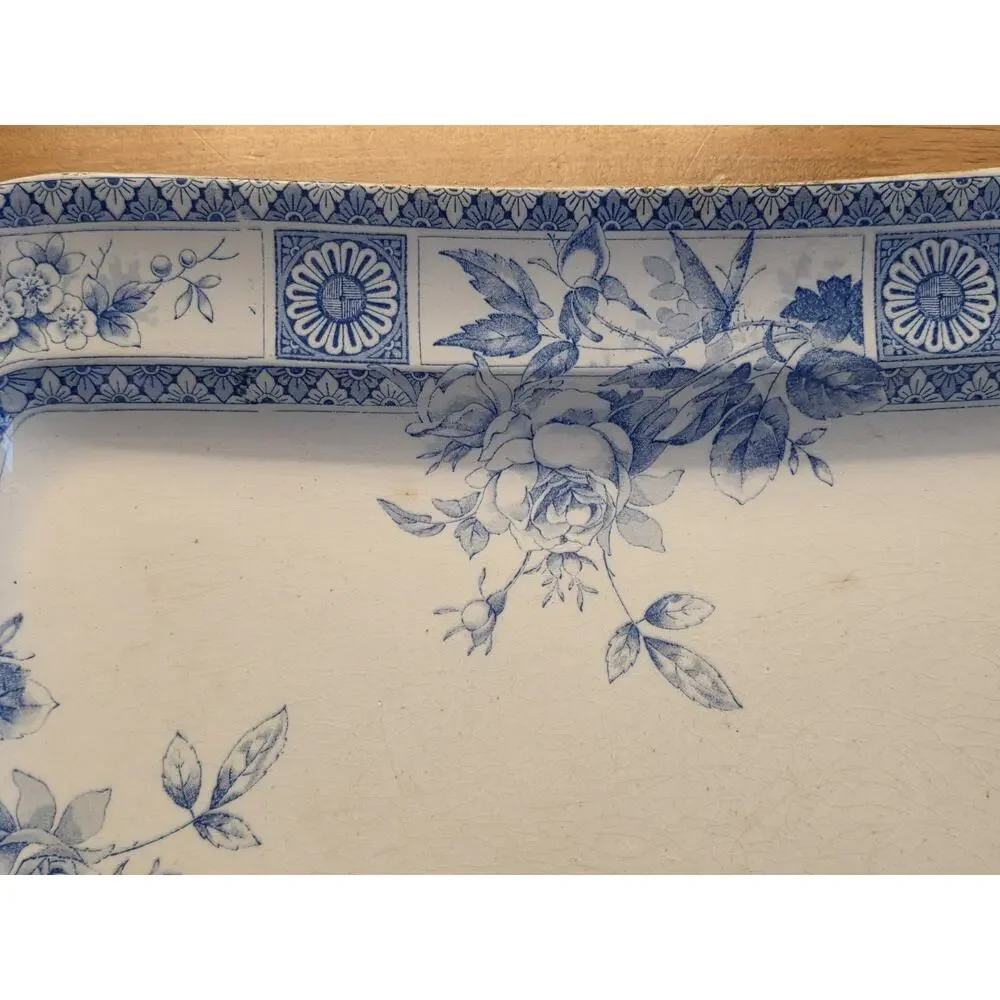 Large Antique Turkey Platter, English, Ceramic Meat Serving Dish Victorian 1890s